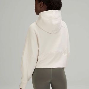 White Opal Oversized Scuba Hoodie Half Zip